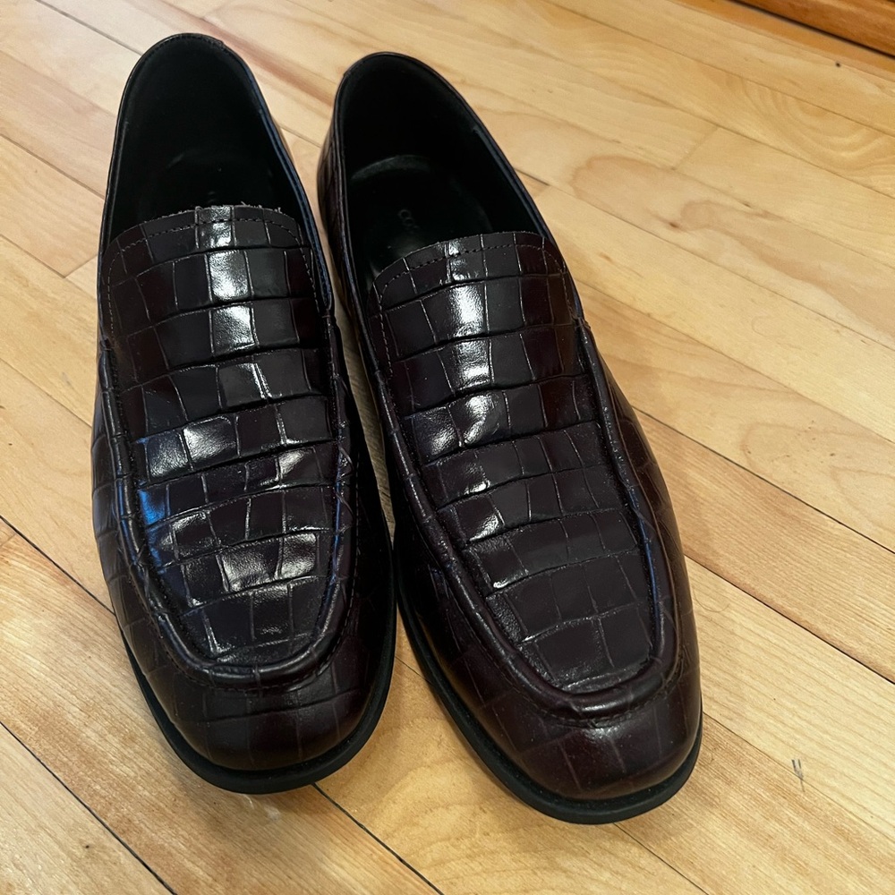 COS Dark Brown Crocodile Pattern Loafers